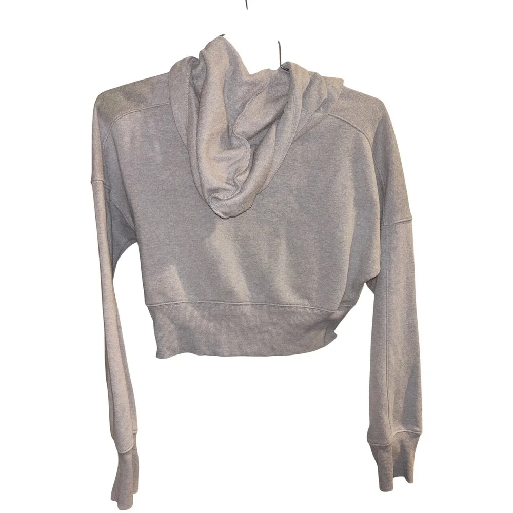 Wild Fable Women Heather Gray Cropped Zip Up Hoodie Sweatshirt Size M - Picture 3 of 4